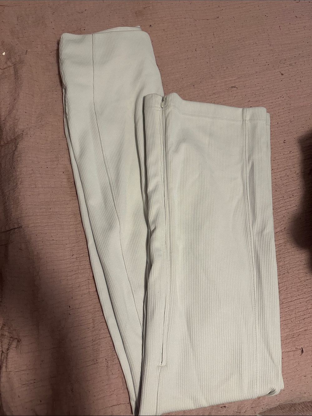 lululemon athletica Cream Ribbed Boot Cut Pants